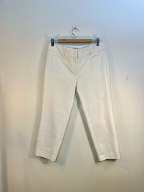 EUC LOFT Pants Sz 6 Marisa Mid Rise Cropped Trouser Cotton Rayon Spandex White
